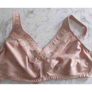 Glamorise Bra 44DD Blush Pink Beige Wire Free Wireless Back Closure